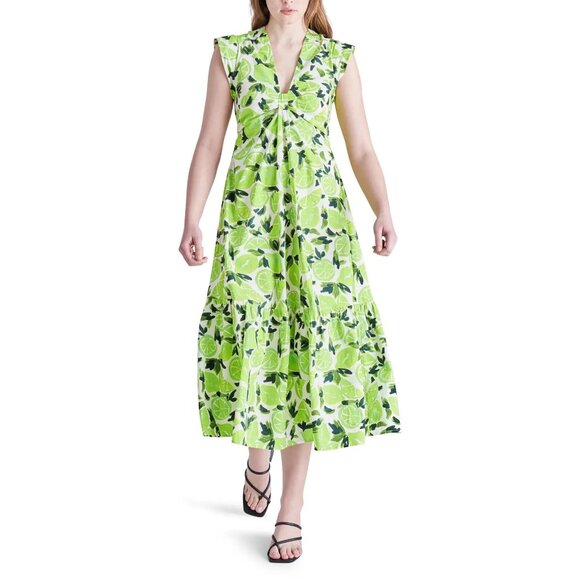 Steve Madden Dresses & Skirts - 🆕 STEVE MADDEN Amanda Lime Print Maxi Cotton Dress X-Small